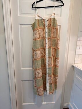 Anna Cate Reece Dress Orange Field Patchwork NWT Linen